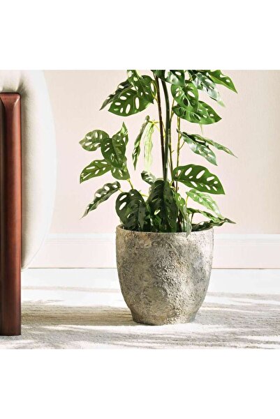 PAN HOME Jacel Cement Planter 27x27x27cm -dark Brown