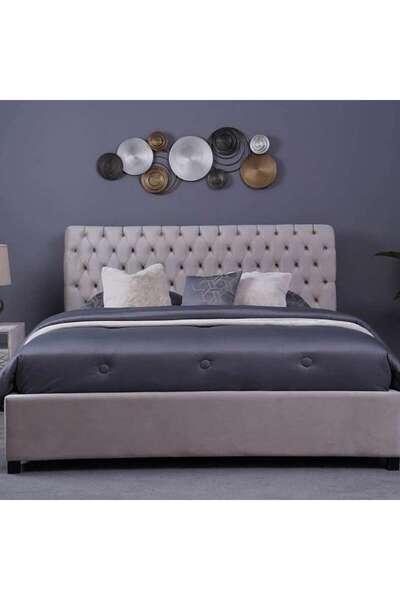 PAN HOME Aurora Headboard Velvet Beige L-180 : H-125 Cm