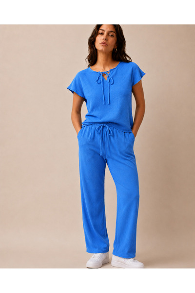 just wear zt Women's Loose Blouse and Straight-Leg Pants Set Casual Comfortab...