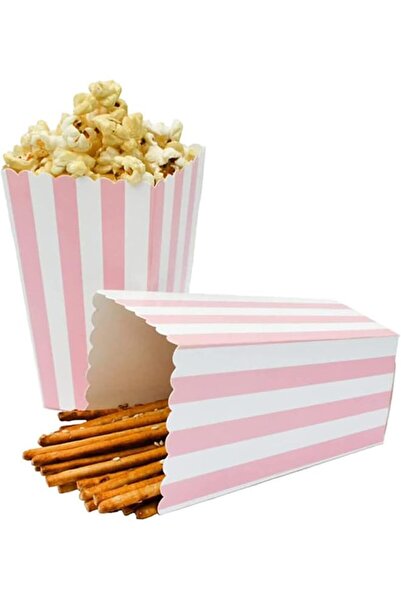 The Bros 48-Pack Stripe Paper Popcorn Box - Wedding Candy Food Favors, Birthd...