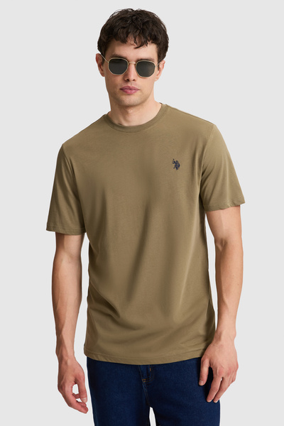 U.S. Polo Assn. Erkek Haki Regular Fit Bisiklet Yaka Basic Tişört 50322312-VR027