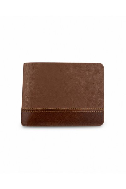 AlphaClub Bag Men's Genuine Leather Tan Slim Multi-Compartment Card Holder an...