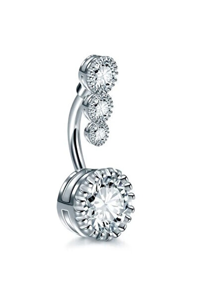 AMALFİ Ατσάλινο ασημί σκουλαρίκι για piercing αφάλου
