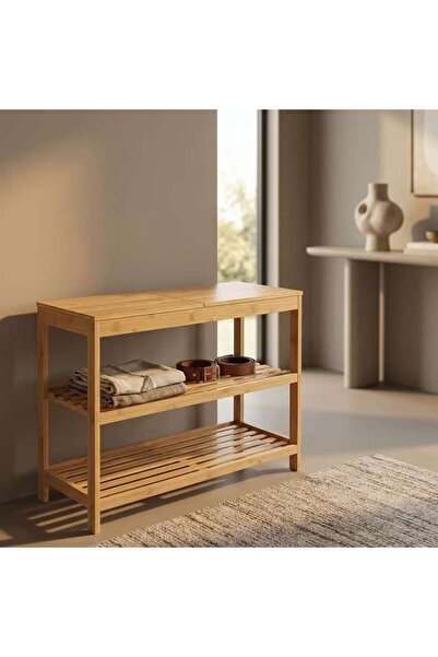 PAN HOME Fortis Shoe Rack Storage Bench 68x26x50cm-natural