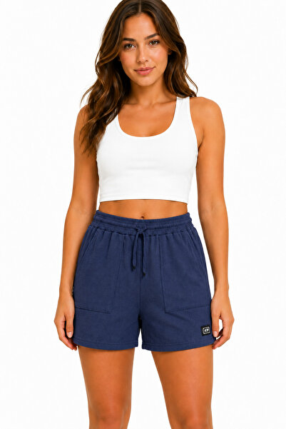 just wear zt Women's Wrinkled Textured Shorts, Elastic Waist Lace-Up Comforta...