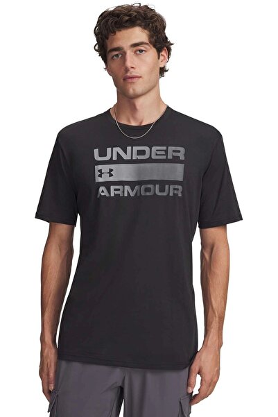 Under Armour Черна мъжка тениска с графична щампа, кръгло деколте и свободна ...