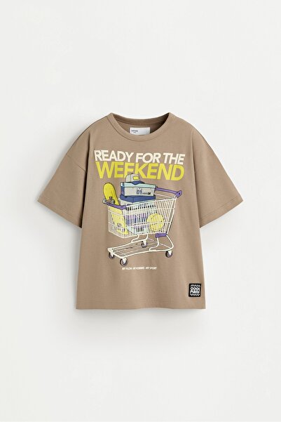 LEFTIES Kabartmalı yazı baskılı t-shirt