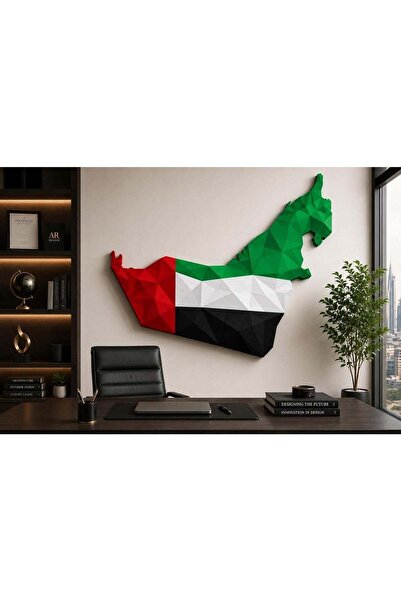 Ars UAE Map Acrylic Wall Art, Premium Geometric UAE Flag Design, Glossy UV Pr...