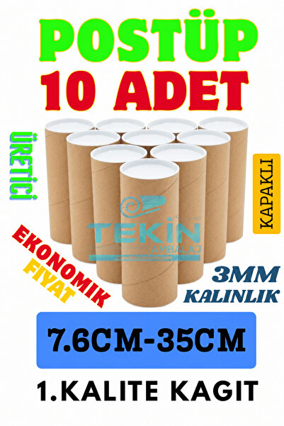 Tekin Ambalaj Postüp Silindir Kutu 76mm x 35cm | 10’lu Karton Rulo Gönderi Tü...