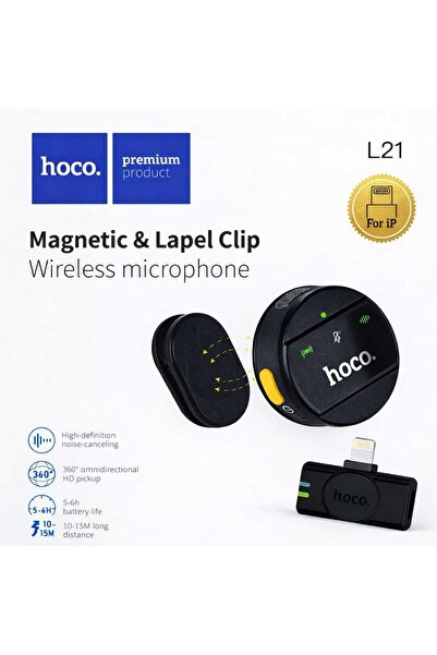 Hoco L21 Wireless Microphone Lapel Clip Magnetic Noise Cancel