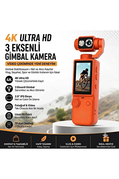 Bowie HDR destekli 4k gimbal aksiyon kamera titreşim engelleme yüz takip özel...