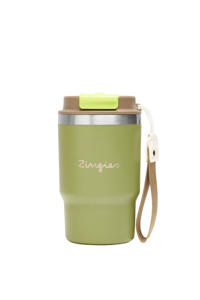 Zingies Θερμός Κούπα Ανοξείδωτο Ατσάλι / Πλαστικό Χωρίς BPA 470 ml Λαδί με Στ...