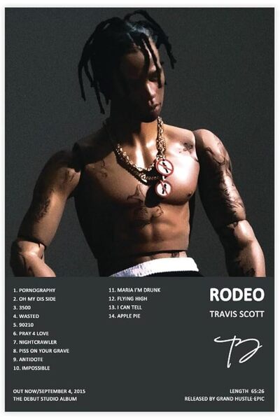 ESSESORIES Travis Scott Rodeo Music Album Poster Wall Art Room Decor Self Adh...