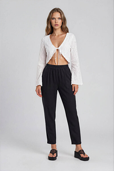 Vitrin Slim striped elastic waist pants