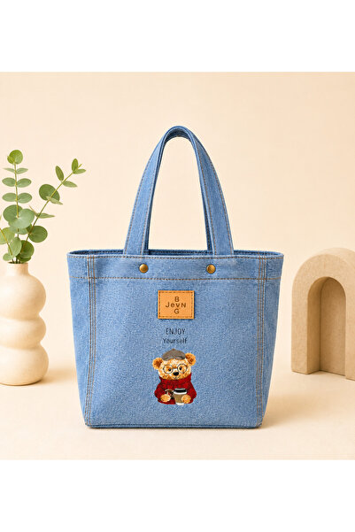 NARRATİVA Sevimli Tasarım Denim Tote Çanta