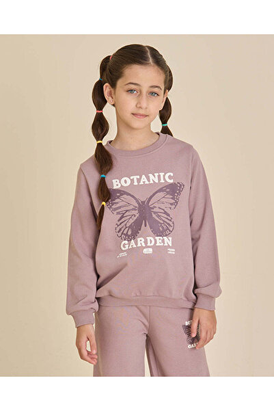 REDTAG Girls Mauve Printed Sweatshirt