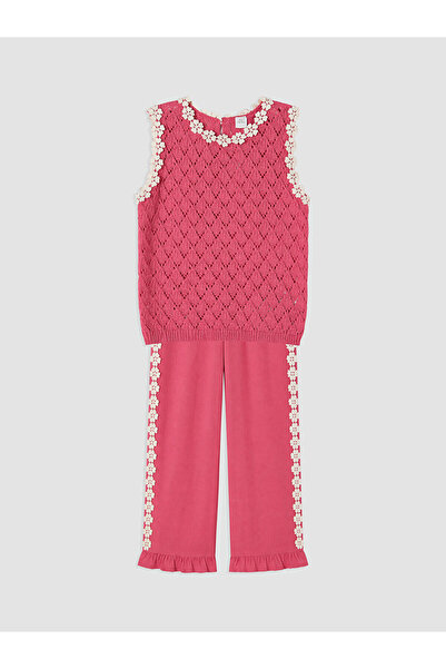LC Waikiki Özmarka New Season Floral Girls' Knitwear Set