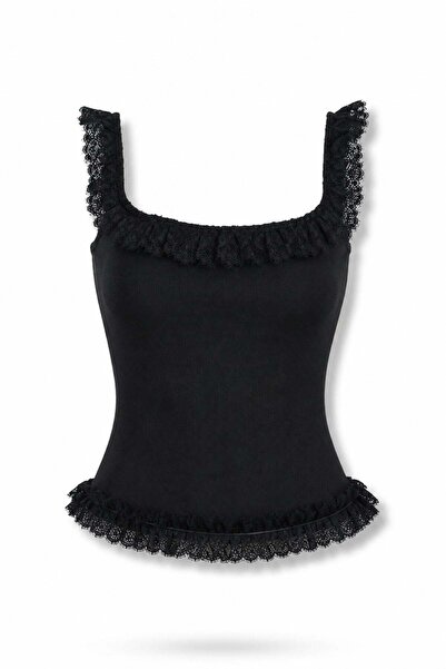 5in1Canpolat قميص داخلي من الدانتيل الأسود 17711