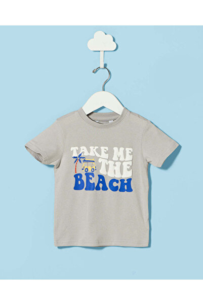 REDTAG Infant Boys Grey Printed T-Shirt