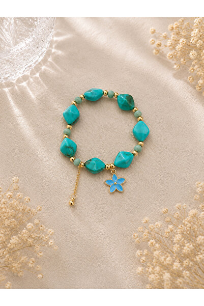 Lilith Takı Turquoise Stone Detailed Floral Figured Women's Bracelet – Stylis...