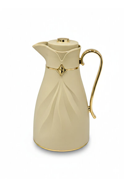 Urbanza Elegant Cream Ivory Vacuum Carafe with Gold Accents – Insulated Tea &...