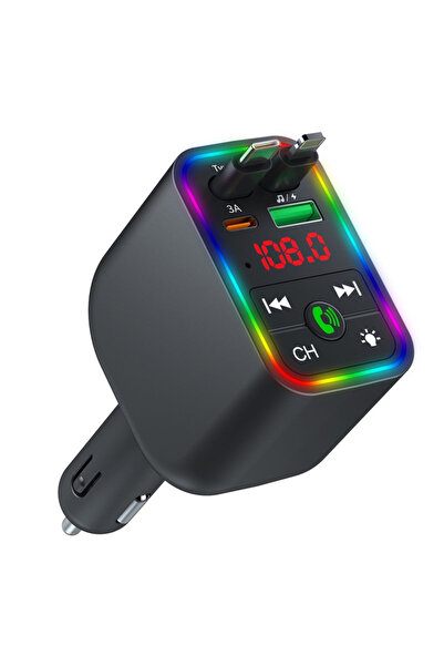 OEM Adaptor auto Bluetooth 4in1 BT 5.3 FM Transmitter cu afișaj LED USB și Ty...
