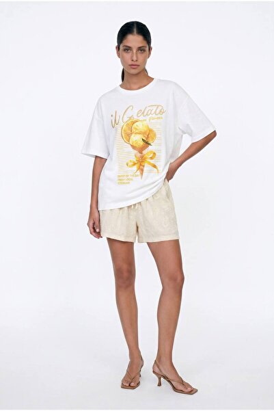 RUZ STUDIOS T-Shirt with Cone Print and Embroidery Details