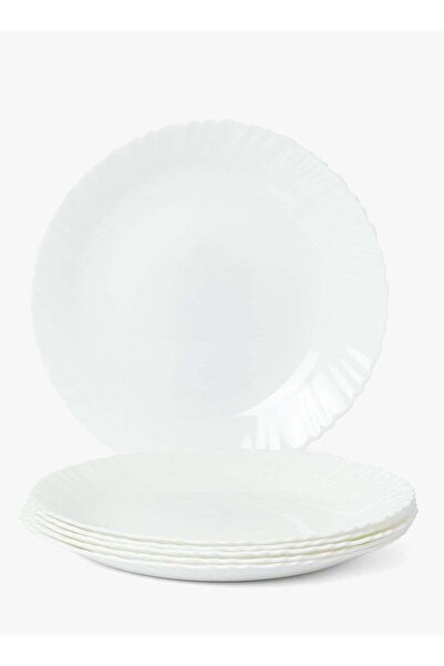 Noon East 10 inch Large Dinner Plate Set of 6, Lightweight Round Opal Glass W...