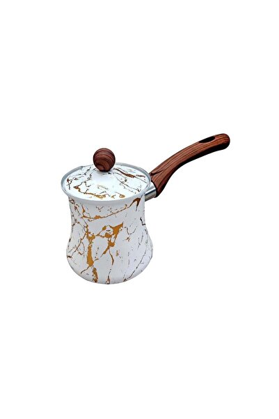 China Stainless Steel Coffee Pot with Lid 550ml Marble White