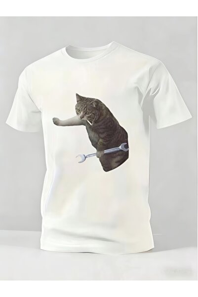 LİNA06 Men's Printed Summer Sports T-Shirt - Solid Color Round Neck Short Sle...