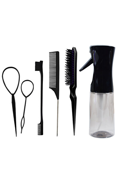 Choice1 black 6-Piece Hair Styling Comb Set, with Continuous Spray Bottle, 20...