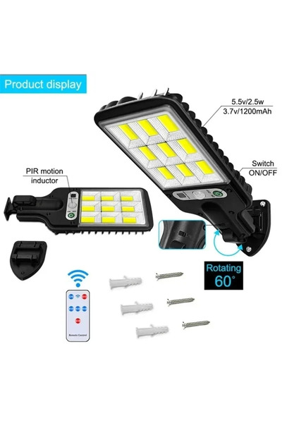 choice2 قطعتان 108COB مصباح LED قوي يعمل بالطاقة الشمسية في الهواء الطلق مصبا...
