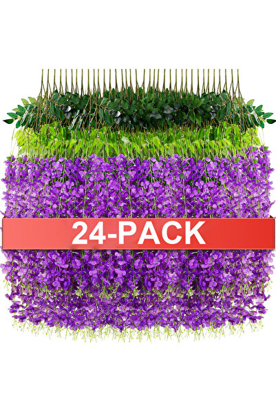 Choice4 Purple 24PCS Artificial Wisteria Flowers Hanging Garland Fake Ivy Vin...