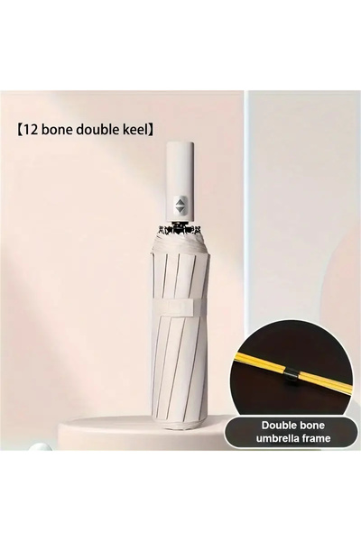 Choice 12K WHITE 12 Bone Black Glue Fully Automatic Umbrella With Thick And D...