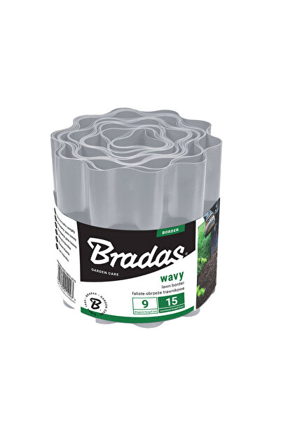 Bradas Separator gazon tip bordură din plastic ondulată, 9m x 20cm, gri deschis