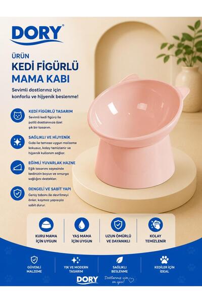 Dory Kedi Figürlü Mama Kabı Pembe