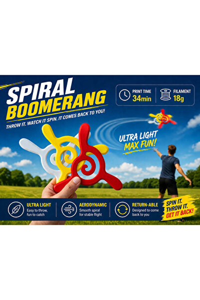 besa3d BESA 3D Spiral Boomerang Aerodinamik | Spor Bumerangı | Hafif ve Dayan...