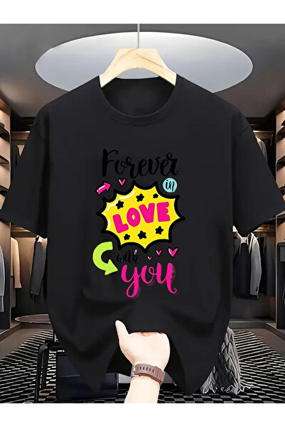NOURAM تي شيرت بأكمام قصيرة مطبوع عليه Forever in Love، تصميم عصري مخصص، أساس...