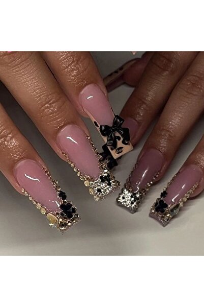 Choice MULTI 24Pcs Long Water Tube Shaped Nail Pieces Leopard French Nail Art...