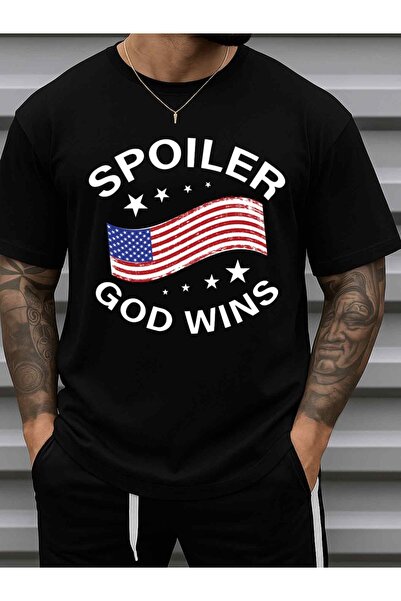 NOURAM تي شيرت رجالي بتصميم علم الولايات المتحدة الأمريكية وعبارة 'God Wins'،...