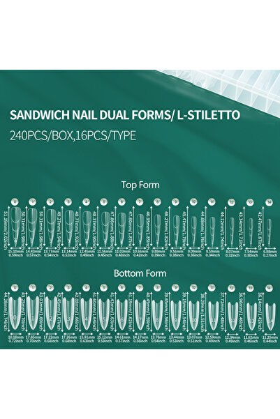 Choice1 SANDWICH STILETTO Nailpop Sandwich Nail Dual Forms 15 Shapes Professi...