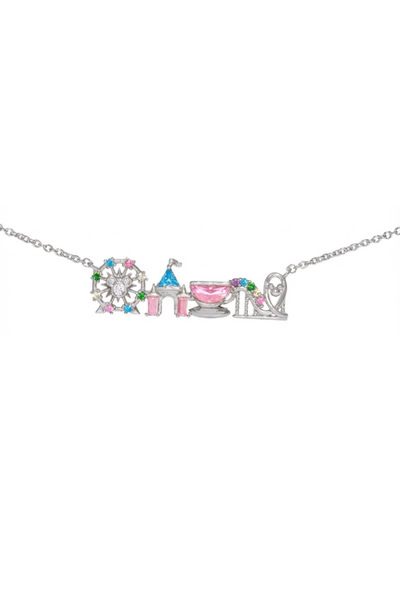 Choice silver A Now Cute Colorful Zircon Amusement Park Necklace Girl Castle ...