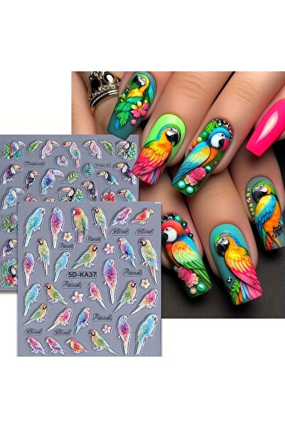 Choice3 black Summer floral beach animal relief nail stickers, used for DIY n...