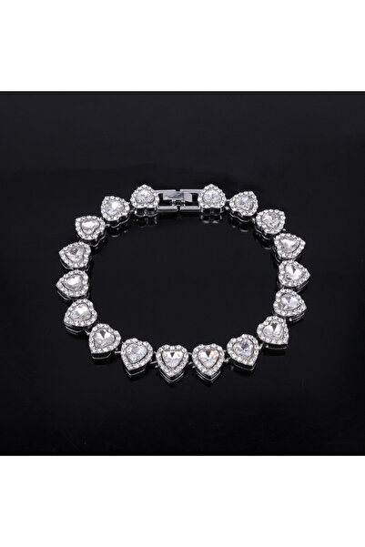 Choice3 White Color Bracelet Trendy Shiny Heart Zircon Hip Hop Rock Tennis Ch...