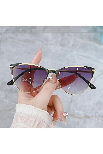 choice2 C4-Double gray 1Pc Round Cat-Eye Fashion Glasses for Women, Men, Casu...