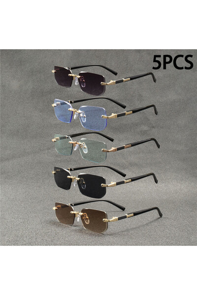 Choice 5PCS 5PCS Rimless Sunglasses Rectangle Fashion Popular Women Men Shade...