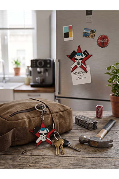 3D Layshop Set of 2 Cyborg Carpenter Pirate Keychain and Magnet - 3D Anime Ba...