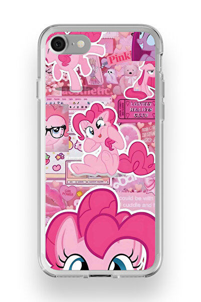 FLAMENKO iPhone 6 / 6s Uyumlu Pink Pony Desenli Şeffaf Telefon Kılıfı