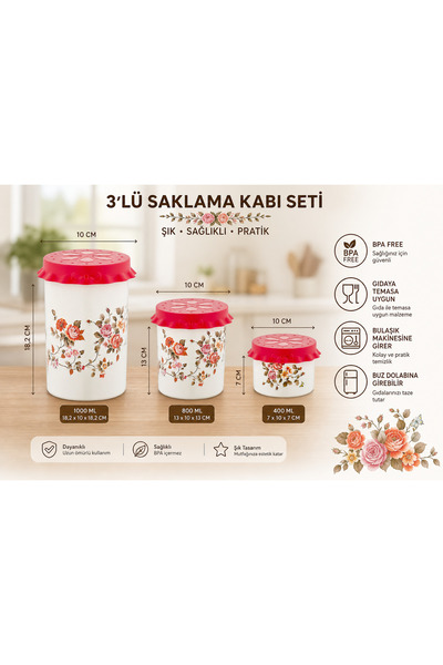 Özmet 3'lü Kavanoz Saklama Kabı