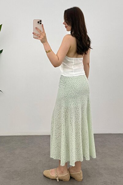 Bipantolon Women's A-Line Half Lining Detailed Lace Maxi Skirt